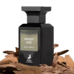Perfume Woody Oud Maison de Alhambra para unisex con notas de madera de oud, sándalo y oud camboyano