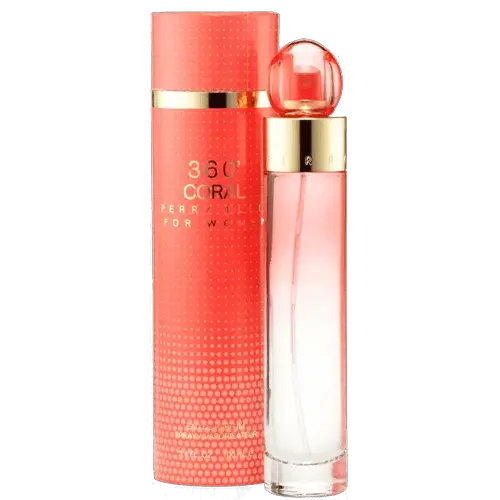Perfume 360 Coral de Perry Ellis para Mujeres con notas afrutadas, frescas y dulces