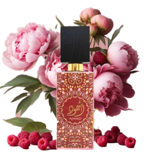 Perfume Ajwad de Lattafa Perfumes unisex con notas afrutadas, de rosa y de vainilla